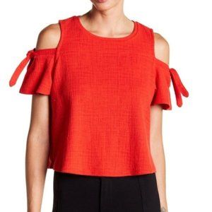 Madewell Skylark Cold Shoulder Tee in Red